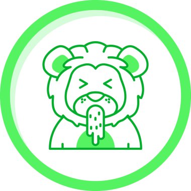 Yeşil halkalı kızgın bir ayı ve büyük gözlü bir yüz. vektör illüstrasyonu.