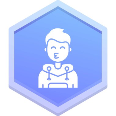 Mavi papyon takan bir kadın avatar.