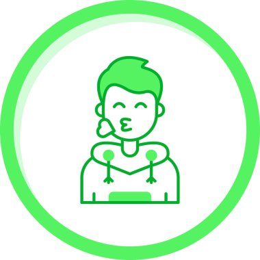 Dizüstü bilgisayarı ve konuşma balonu çizimi olan genç bir kadın