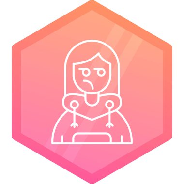 üzgün kız ikon vektör illüstrasyonu