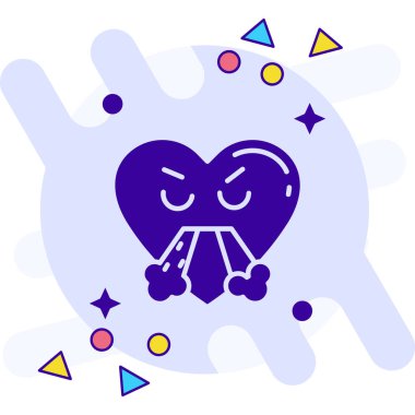 Kırık bir ikon beyaz arka planda izole edilmiş mavi çizgili kalp. Sevgililer Günü. Sevgililer Günü sembolü. vektör illüstrasyonu