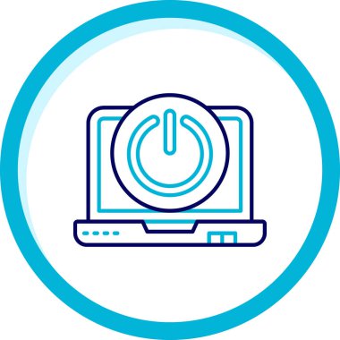 Güç işareti vektör çizimine sahip dizüstü bilgisayar