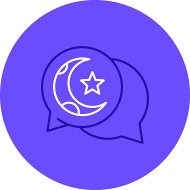 Beyaz arka planda izole edilmiş çizgi ay ve yıldız simgesi. Renkli taslak konsepti. vektör illüstrasyonu