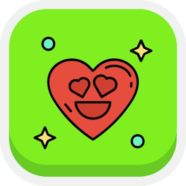 Mutlu kalp ikonu, vektör illüstrasyonu