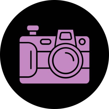 Kamera Neon siyah kabartma, basit vektör illüstrasyonu