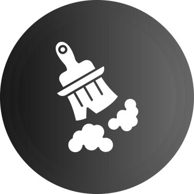 Beyaz arka planda izole edilmiş deterjan simgesi olan siyah çizgi temizleme fırçası. Beyaz daire düğmesi. vektör illüstrasyonu