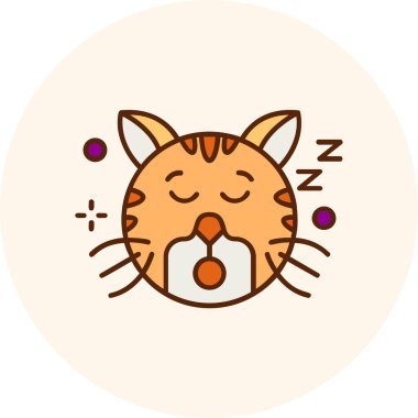 Kedi sütle uyuyor. vektör illüstrasyonu.