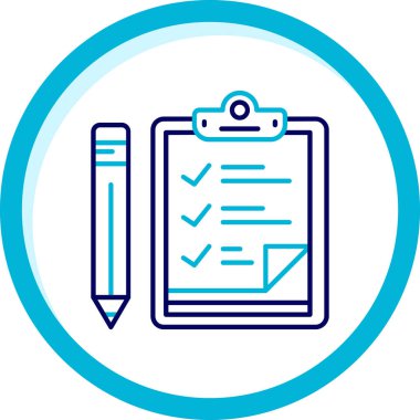 Kontrol Listesi İki renk dairesi mavi, basit vektör illüstrasyonu