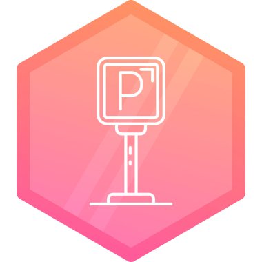 Beyaz arka planda beyaz çizgi park simgesi izole edildi. Sokak tabelası. Sokaktaki agon düğmesi. Pembe daire düğmesi. vektör illüstrasyonu