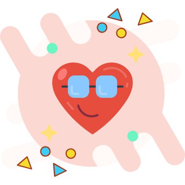 elleri ve gözlükleri olan kalp kawaii stili vektör çizimi