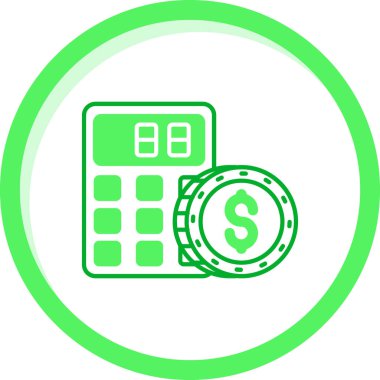 Dolar hesap makinesi simgesi, vektör illüstrasyonu