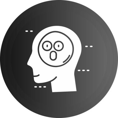 Çerçevede insan kafası ve bir beyin simgesi, düz tasarım.