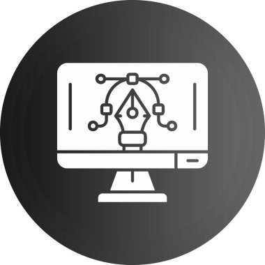 bilgisayar monitörü ikon vektör illüstrasyonu