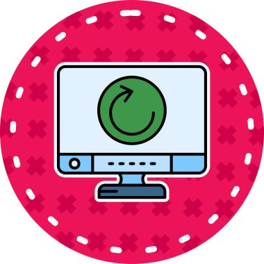 Simge, vektör illüstrasyonlu bilgisayar ekranı