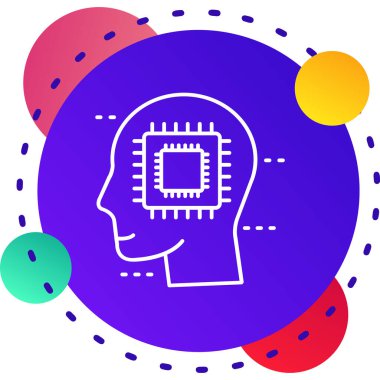 Beyaz arka planda insan beyni ve dişli ikonu izole edildi. Yapay zeka, beyin düşünen beyin. Beynin sembolü. Renkli taslak konsepti. vektör.