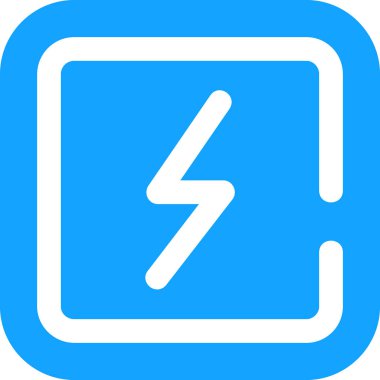 Elektrik prizi vektör simgesi. resim biçimi yuvarlak kare düğmesi içindeki düz simge sembolüdür, beyaz ve mavi renkler.
