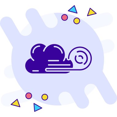 Beyaz arka planda izole edilmiş renkli bulut ve şimşek simgesi. Bulut sembolü ve yağmur havası. Gök gürültüsü damlası. Hava durumu. gradyan rastgele dinamik şekiller.