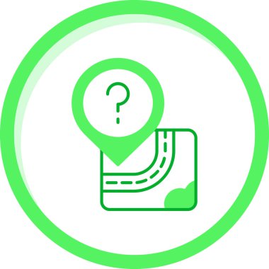 Soru işaretli harita işaretleyici. Basit resimleme.