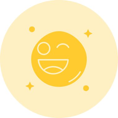 Mutlu emoji simgesi tasarım, renkli vektör çizim