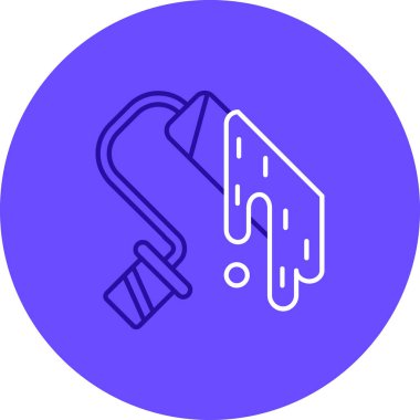 Beyaz zemin üzerinde tornavida simgesi olan renkli boya kovası. Rastgele dinamik şekiller. vektör illüstrasyonu