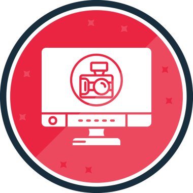 Fotoğraf makineli bir laptop. Basit tasarım