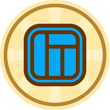 Mavi işaretli altın paranın vektör çizimi