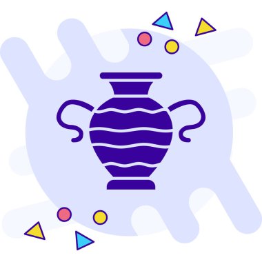 Çiçek vazosuyla mavi arkaplanın vektör çizimi