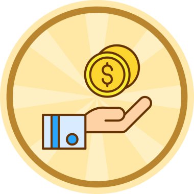 Bozuk para dolar ikonu vektör çizimi tasarımı