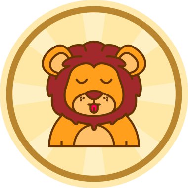 Aslan başlı maskot karakter vektör çizimi tasarımı