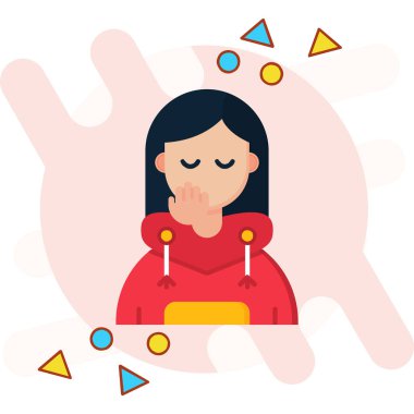 Ateşli vektör düz tasarım çiziminden muzdarip kız