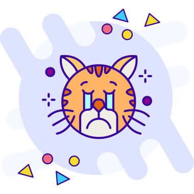 Üzgün kedi ikon vektörü. İnce çizgi işareti. renk kontur sembolü resimlemesi