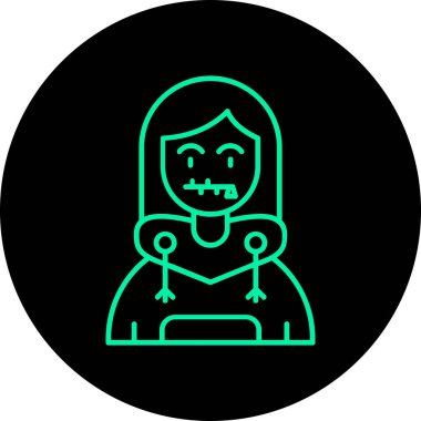 Yeşil çizgi vektör simgesi içindeki güzel kadın