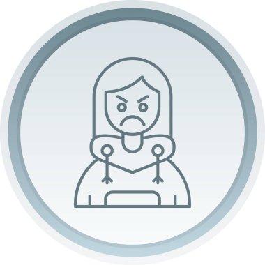 Kızgın kadın yüzü, kızgın yüz ikonu, çizgi tarzı.