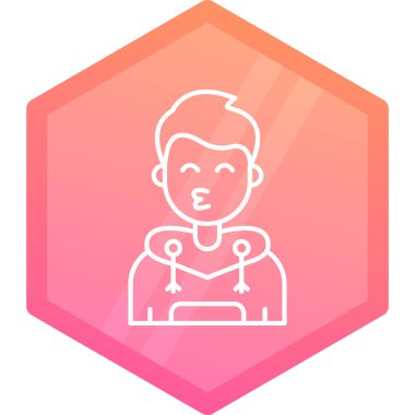 Altıgen ikonundaki çizgi adamı beyaz arkaplan ile izole edildi. Renkli taslak konsepti. vektör