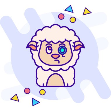 Boynuzlu şirin koyunlar ve koyun vektör illüstrasyonu