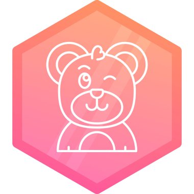 Beyaz arka planda kalp ikonu olan renkli oyuncak ayı. Değişken rastgele dinamik şekiller. vektör