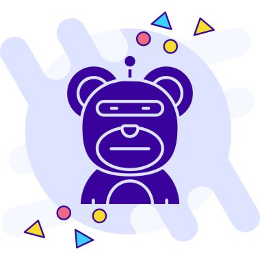 Renkli robot simgesi beyaz arkaplanda izole edildi. Yapay zeka, makine öğrenme, bulut hesaplama. Kademeli rastgele dinamik şekiller. Vektör.