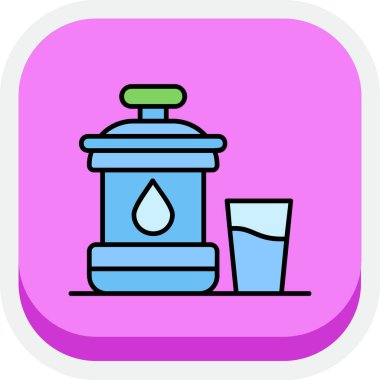 Beyaz arka planda izole edilmiş ana hatlı su şişesi simgesi. Su içeceği tabelası. vektör illüstrasyonu