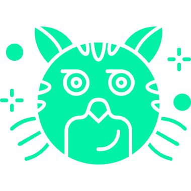 Sevimli bir kedi suratının düz bir şekilde gradyan çizimi