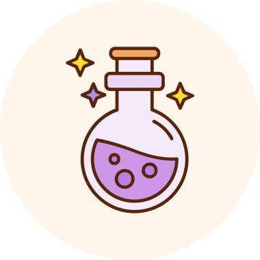 iksir ikonu ile şişe, vektör illüstrasyon