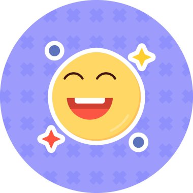 Mutlu emoji simgesi tasarım vektörü, vektör illüstrasyonu