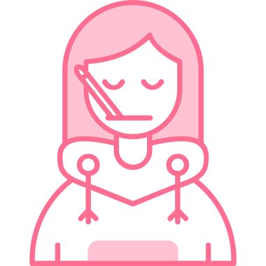 Bir fincan kahve ve dondurma vektör illüstrasyonlu kız.