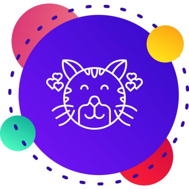 Beyaz arka planda izole edilmiş çizgi kedisi simgesi. Renkli taslak konsepti. vektör.