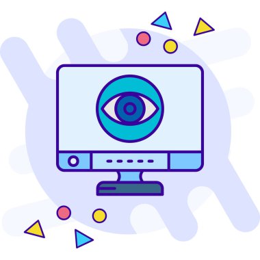 Göz simgesiyle doldurulmuş dizüstü bilgisayar - özet biçimi