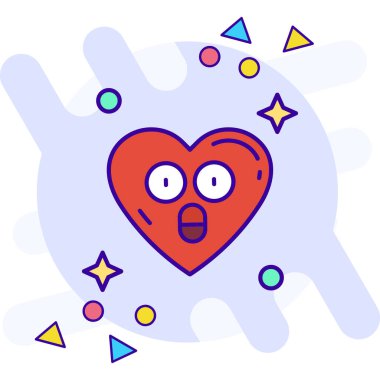 Bir kalp ikonu ile emoji, renkli vektör çizimi