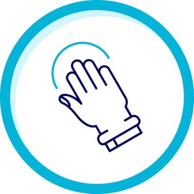 Mavi çizgili, beyaz arka planda izole edilmiş eldiven ikonu. Emniyetli eldiven. Ekipmanları koru. vektör illüstrasyonu.