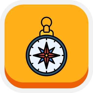 Pusula düz simgesi, vektör, illüstrasyon