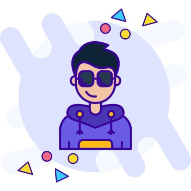 Güneş gözlüğü simgeli adam - taslak biçimi