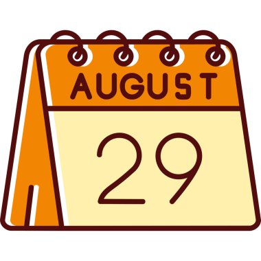 takvim Ağustos simgesi, düz tasarım biçimi.