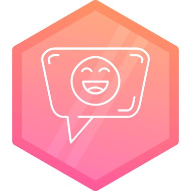 Beyaz arkaplanda izole edilmiş gülümseme simgesi olan satır konuşma balonu. Simge sembolü. Mutlu gülen yüz sembolü. Renkli taslak konsepti. vektör.